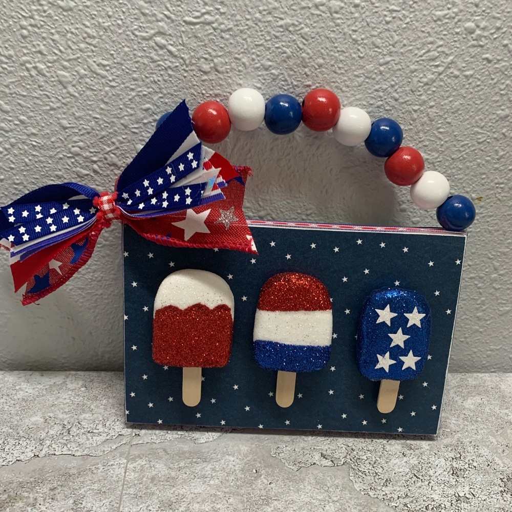 Patriotic 4th of July Decoration Handcrafted Wood